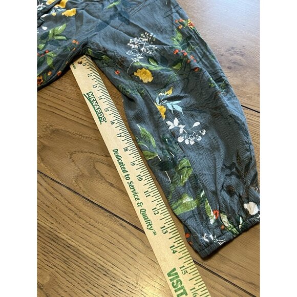 Allison Joy Top Blouse Women Small Floral Print 3/4 Sleeve Green Lightweight - Picture 10 of 12